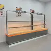 Armário Curvo para Pão em Aço Inoxidável, Vitrine Refrigerada para Pães Comercial, Armário de Ilha, Armário Lateral, Vitrine Refrigerada para Bolos de Padaria