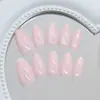 Uñas postizas prehechas hechas a mano estilo ojo de gato en un simple color rosa melocotón, suaves y elegantes, estilo europeo y americano, desmontables y ponibles, 30 piezas