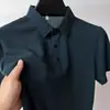 Polo de verano, camiseta de manga corta para hombre, nueva camiseta de malla jacquard de bambú con solapa de seda helada, camisa sencilla de color liso, ropa superior