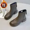 Botines estilo Martin para mujer, nueva colección otoño/invierno 2026, estilo británico, con suela gruesa, forro de felpa, botines con cremallera trasera, ajuste ceñido