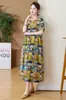 Vestido de seda de algodón floral para mujer, novedad de 2024, con temperamento de verano, para madre, con falda larga de algodón artificial de talla grande, venta al por mayor
