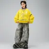 Ropa Moderna Infantil de Street Dance Sudadera Camuflajeada con Estrellas para Niños Pantalones Atuendo de Presentación Hip-Hop Fresco Elegante Atuendo de Presentación de Año Nuevo Hip-Hop