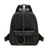 Mochila Xadrez Nova de Primavera Moda Feminina Corrente PU Mochila Grande Capacidade Versátil para o Trabalho Casual