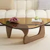 Mesa de centro multifuncional em madeira maciça para sala de estar, uso doméstico, mesa de centro minimalista de vidro transparente estilo ins moderno