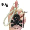 Chaveiro Criativo Feito à Mão DIY Corrente de Pérolas Argila de Polímero Caveira com Strass Novo Modelo Ornamento Pendente Requintado de Halloween
