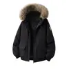 2026 Nova Jaqueta de Algodão Grossa e Quente com Capuz para Homens, Gola Grande de Pelo, Parka Moderna Solta, Roupa de Trabalho, Casaco de Algodão para Homens