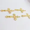 Ins Moda Retro 51x 30mm Liga Metal Hollow Cruz Dupla Cor Pingente Conector de Pingente Acessórios para Joias DIY
