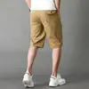 Modelos Populares de Verão Disponíveis em Grandes Quantidades. Shorts de Sarja Lavada de Três Quartos para Homens de Meia-Idade. Calças Cargo de Algodão Puro com Múltiplos Bolsos para Homens