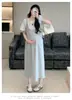 Famoso en Internet 2025 verano nueva moda falda chaleco larga de color liso camiseta bordada prenda exterior traje para mujeres embarazadas mujeres
