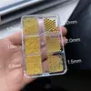 Comercio Exterior 6 Compartimentos Cuentas de Acero para Uñas Accesorios 0.6-3.0mm Redondas Completas Dorado y Plateado de Alto Brillo Mini Cuentas de Acero Decoraciones Versátiles para Uñas