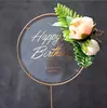 Hierro Forjado Flor Bronceado Acrílico Inglés Decoración Tarjeta Pastel de Cumpleaños Estilo Ins Repostería Postre Adorno Enchufe