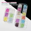 Joyería para uñas cuentas de burbuja rejilla de 12 tamaño semicírculo mixto aurora cuentas de pez humano color caramelo fondo plano cuentas de vidrio mágico