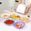 Mesa de Comedor Estilo Japonés Plato para Huesos de Pescado Paja de Trigo Plato Creativo de Plástico para Frutos Secos Snacks Dulces Plato Pequeño con Base