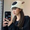 Chapéu gorro de lã de cordeiro doce fofo grosso quente japonês chapéu de orelhas de ovelhinha moderno chapéu de pelúcia de inverno feminino