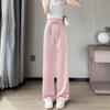 [2435] Nuevos pantalones chinos de seda de hielo para mujer, pantalones de verano de pierna ancha y estrecha, pantalones Guofeng rectos, casuales y frescos.