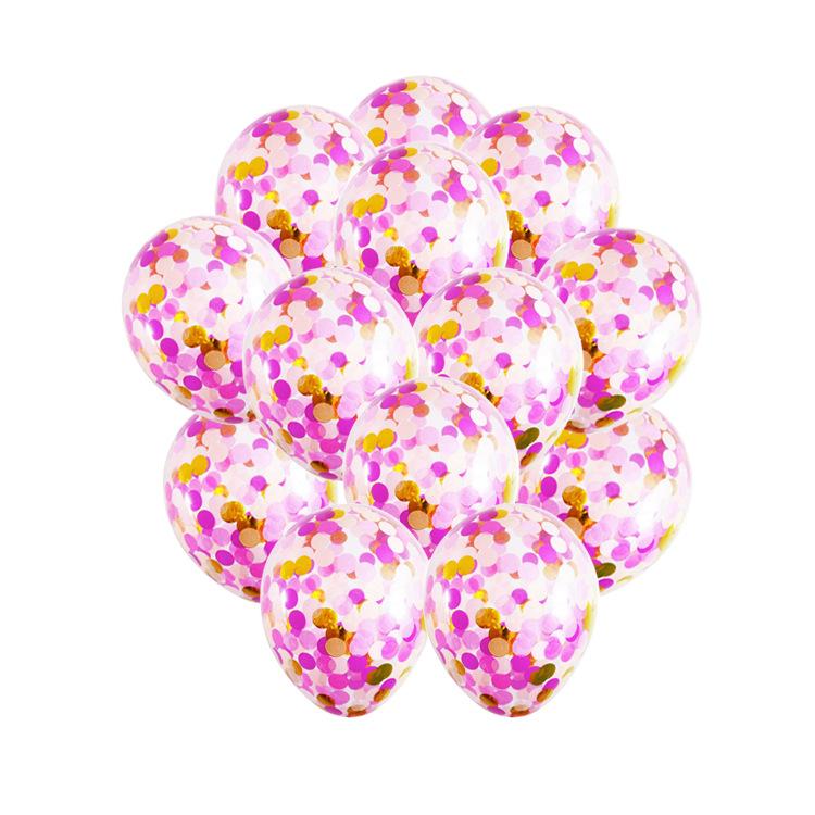 金色亮片+玫红纸片气球