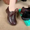 Comércio Exterior Transfronteiriço Retro Sapatos de Mãe Primavera e Outono Novo Estilo Solado Macio Sapatos de Cano Baixo para Mulheres Antiderrapantes Resistentes ao Desgaste Leves Cadarço Sapatos Individuais