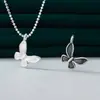 Pingente Individual de Borboleta Prata Esterlina S925 Charme de Borboleta Pequena Sólida Pingente para Pulseira de Miçangas Cristal Pérola Feito à Mão DIY
