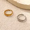 Anillo de Dedo Índice Plegable, Apertura Plegable, No se Desvanece, Forma Irregular Única, Oro de 18 Quilates, Estilo Simple y Minimalista, Anillo de Acero Inoxidable Dorado y Plateado
