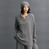 Suéter de cachemira casual, holgado, de longitud media, talla grande para mujer, con un estilo relajado, diseño versátil y tejido de lana simple