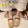 Medias Pantuflas Cerradas de Cuero Genuino para Mujer, Adecuadas para Usar en Verano, Nuevo Modelo 2026, Se Pueden Combinar con Faldas, Zapatos Planos Mary Jane, Mocasines sin Cordones