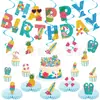 Amazon Banner de Cumpleaños Tema Playa de Verano Banners de Letras Coloridas Decoraciones Colgantes en Espiral Toppers para Pasteles