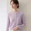 Cárdigan de cachemir de punto trenzado estilo francés minimalista con cuello redondo para mujer, holgado y ligero, adecuado para ir al trabajo en otoño e invierno, chaqueta suéter de lana tejida