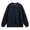 Moletom Pesado com Gola Redonda 380g, Novo Estilo Outono, Bordado de Letras Arco-Íris Color-Blocked, Jaqueta Pulôver Texturizada Oversized Q