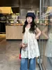 Vestido com Suspensório de Verão Novo Estilo para Bebê Conjunto de Duas Peças Calça Jeans Wide-Leg Infantil Roupa Doce Tendência para Meninas