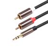 1 m 2 M cobre chapado en oro 3.5 Revolución 2RCA doble Loto conexión teléfono móvil computadora amplificador cable de audio para subwoofer