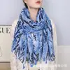 Bufanda Pequeña Fresca Literaria con Borlas Otoño e Invierno Cálida Protección Solar Tamaño Grande Chal Ligero, Suave, Transpirable Bufanda de Algodón y Seda