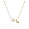 Colar de Pérolas com Letra Inicial Estilo Novo 26 Transfronteiriço, Colar de Letra de Pérola Elegante e Simples para Irmãs e Melhores Amigas