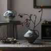 Vaso Cerâmico, Vaso de Grés, Arranjo de Flores, Hotel B&B Artesanal Retrô, Flores Secas ao Ar Wabi-Sabi, Ornamentos Zen