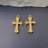 Collar de Cruz de Cobre Chapado en Oro para Mujer, Doble Cruz, Estilo Europeo y Americano Transfronterizo, Joyería con Doble Colgante Totalmente Diamantado para Parejas, Hombres y Mujeres