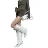 Botas de cuero estilosas de comercio exterior europeo y americano, nuevo modelo otoño e invierno 2026, punta fina, tacón delgado, con un diseño distintivo featuring remaches y correas