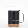 Caneca de aço inoxidável 304 transfronteiriça caneca fundo de cortiça alça copo de água 16 oz12oz copo de carro atacado