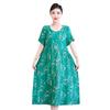 Nuevo y elegante vestido de verano para madres de mediana edad, de algodón Tencel estampado, talla grande, para mujeres de mediana edad y mayores, estilo años 50.