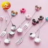 Jingzhi Acero Inoxidable 304 Chapado en Oro Vajilla Cuchara de Café Tenedor Cuchara Tenedor para Pastel Cuchara Tenedor para Donas Niños Cuchara Tenedor para Postre