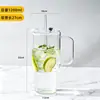Taza Rompehielos de Vidrio de Borosilicato Alto con Asa Taza con Popote Gran Capacidad Alto Valor para Chicas con Tapa Taza de Café para Oficina