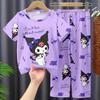Pijama de Verano para Niños de Tailandia, Camiseta de Manga Corta y Pantalones Cortos, Delgado, Infantil, Nuevo 2025, Ropa de Casa para Niños, Traje para Niños Medianos y Grandes
