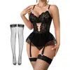 Bienes de Comercio Electrónico Transfronterizo Nueva Lencería Sexy Europea y Americana Body Sexy Calado Conjunto Delgado para Mujer Venta al por Mayor