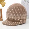 Chapéus de outono e inverno para mulheres de meia-idade e idosas, chapéus de tricô grossos e quentes de pelo de coelho com forro de veludo para senhoras idosas, avós, proteção contra o frio, proteção para as orelhas, chapéus de tricô