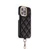Funda de Lujo Ligero Europeo y Americano de Cuero Genuino con Patrón de Diamantes Antihuellas Adecuada para iPhone16Promax Funda Protectora Anticaídas