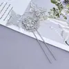 Nova Presilha de Cabelo Estilo Chinês com Flor, Borboleta e Franja Niche High-End Cor Duradoura Prata Garfo de Cabelo em U Joia Atacado