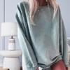 Amazon Europeu e Americano Novo Suéter Versátil de Cor Sólida Manga Longa Gola Redonda Solto Moda Outono Inverno Feminino Suéter Feminino