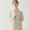 Nuevo Cárdigan de Punto Grueso de Cachemir para Mujer, Cuello Redondo, de Botones, Ropa de Abrigo de Punto de Cachemir Suelto Otoño/Invierno