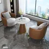 Estilo de lujo ligero combinación de sofá individual y mesa de café mesa y sillas de recepción comercial oficina de ventas mesa y sillas de negociación sofá para invitados de negocios de oficina
