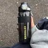 Copo Caneca Degradê Alto Valor de Cor Esportes ao Ar Livre Fitness Copo de Plástico Grande Capacidade Fosco Portátil Copo com Canudo