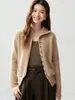 Outono 2026 Novo Cardigã de Cashmere de Alta Qualidade Design de Nicho Casual Emagrecedor Suéter Casaco de Gola Alta