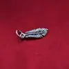 Colgante de pluma vintage de plata pura S925, etiqueta de plata, charm para pulsera, cordón trenzado, pequeño accesorio de plata pura para DIY, charm lateral decorativo